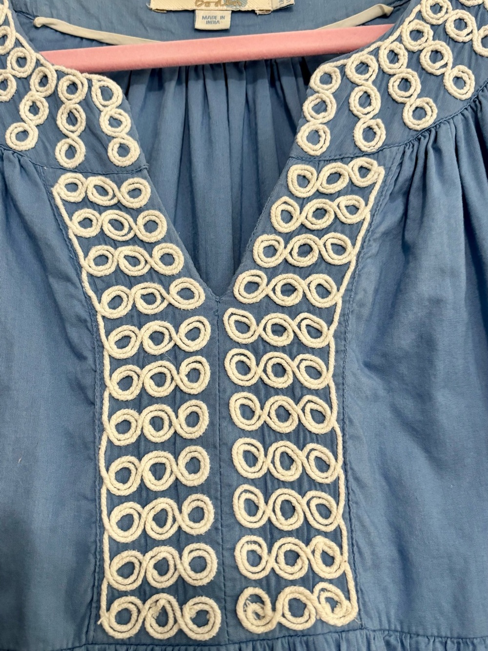 Boden 100% cotton Tiered Midi Dress with Embroidered Neckline, size 4 - Picture 5 of 9